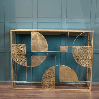 Delores Geometric Gold Console Table