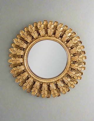 Gold Convex Mirror with Double Layered Frame.