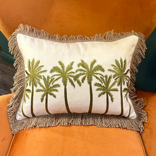 Palm Tree Pillow with Fringing
