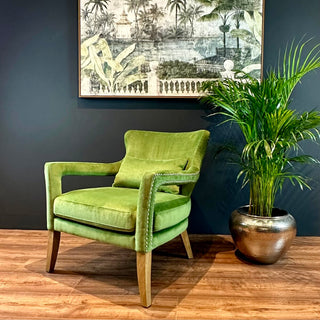 Green Velvet Studded Club Chair