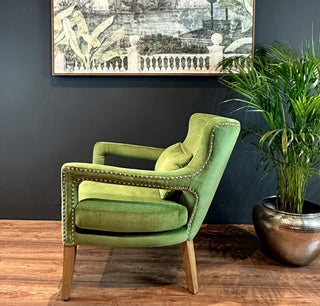 Green Velvet Studded Club Chair