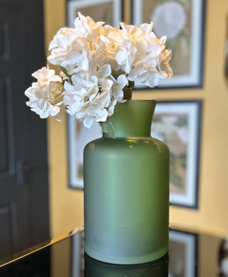 Green Satin Finish Glass Vase