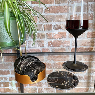 Black and Gold Marble Effect Coasters