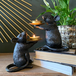 Candle Holders Pair of Black Mice