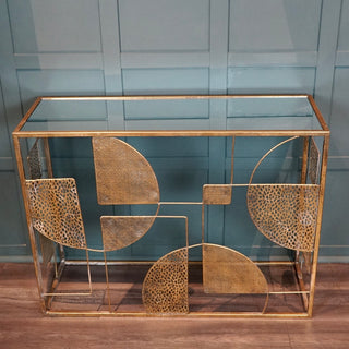 Gold Console Table - Glamorous Geometric Design - Delores