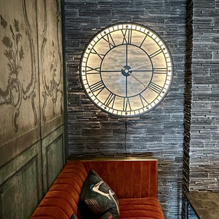 Lit Metal Wall Clock