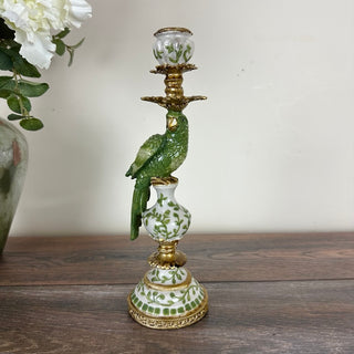 Green & White Parrot Candle Holder