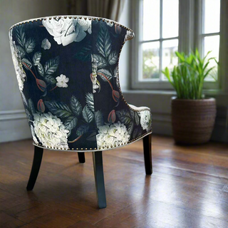 Floral Print Velvet Accent Chair