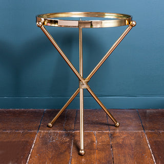 Glass Top Side Table with gold metal frame