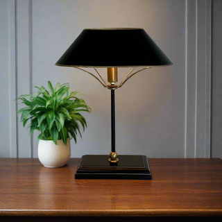 Black and Gold Bankers Table Lamp