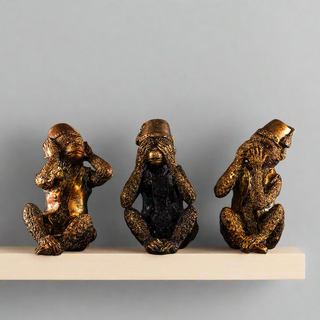 'No Evil' Gold  Monkeys Set of 3 Small