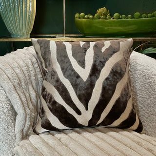 Chocolate and Cream Animal Print Velvet Cushion