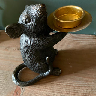 Candle Holders Pair of Black Mice