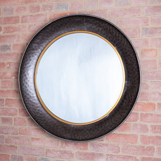 Black and  Bronze Round Wall Mirror Large