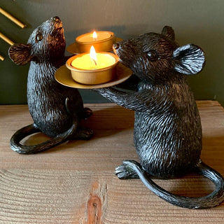 Black Mice Candle Holders