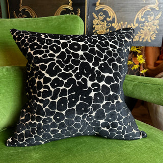 Black and Cream Leopard Print Velvet Cushion