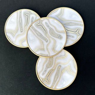 White and Gold Marble Effect Coasters