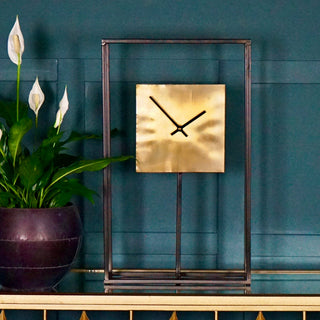 Gold Face Clock with Black Frame