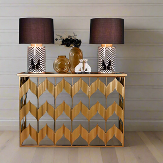 Gold Chevron Console Table Clara