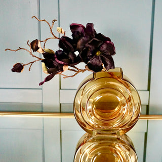 Round Amber Glass Vase