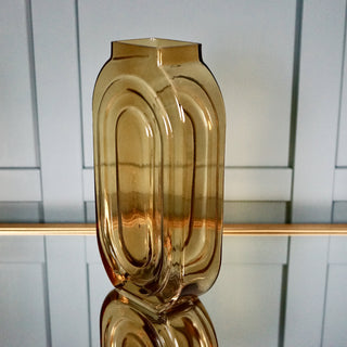 Tall Amber Glass Vase