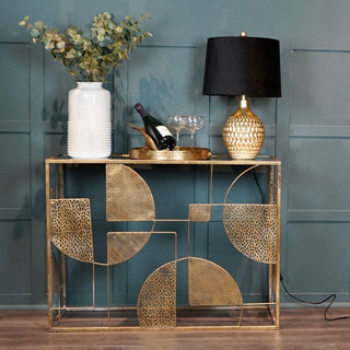 Gold Console Table - Glamorous Geometric Design - Delores