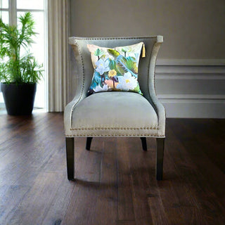 Floral Print Velvet Accent Chair