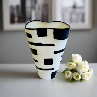 Black and White Abstract Ceramic Vase