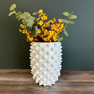 White Ceramic Vase with Spikes