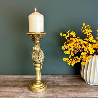 Antique Finish Gold Parrot Candle Holder