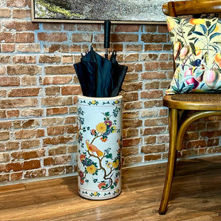 Umbrella Stand with Tropical Birds and Flowers