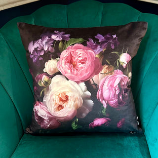 Moody Mauves Floral Velvet Cushion