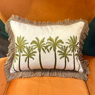 Palm Tree Cushion with Fringing