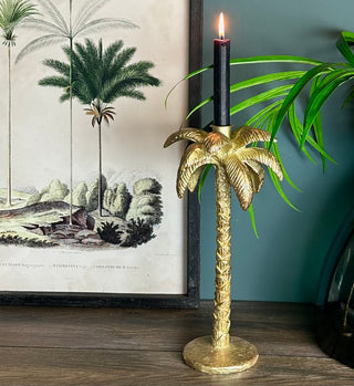 Gold Palm Tree Candle Holder