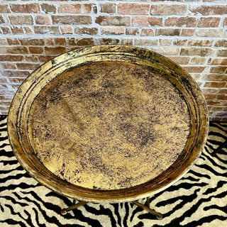 Round Gold  Distressed Table