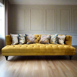 Gold Velvet Studded Couch