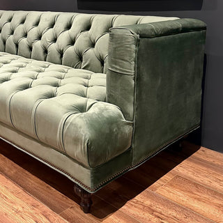 Sage Green Velvet Studded Couch