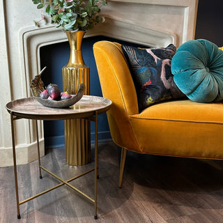 Marble Effect Folding Gold Tray Table