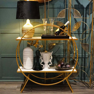 Gold and Marble Shelving Console