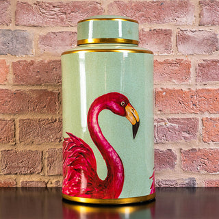 Tropical Flamingo Lidded Jar