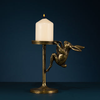 Gold Candlestick with Climbing Rabbit